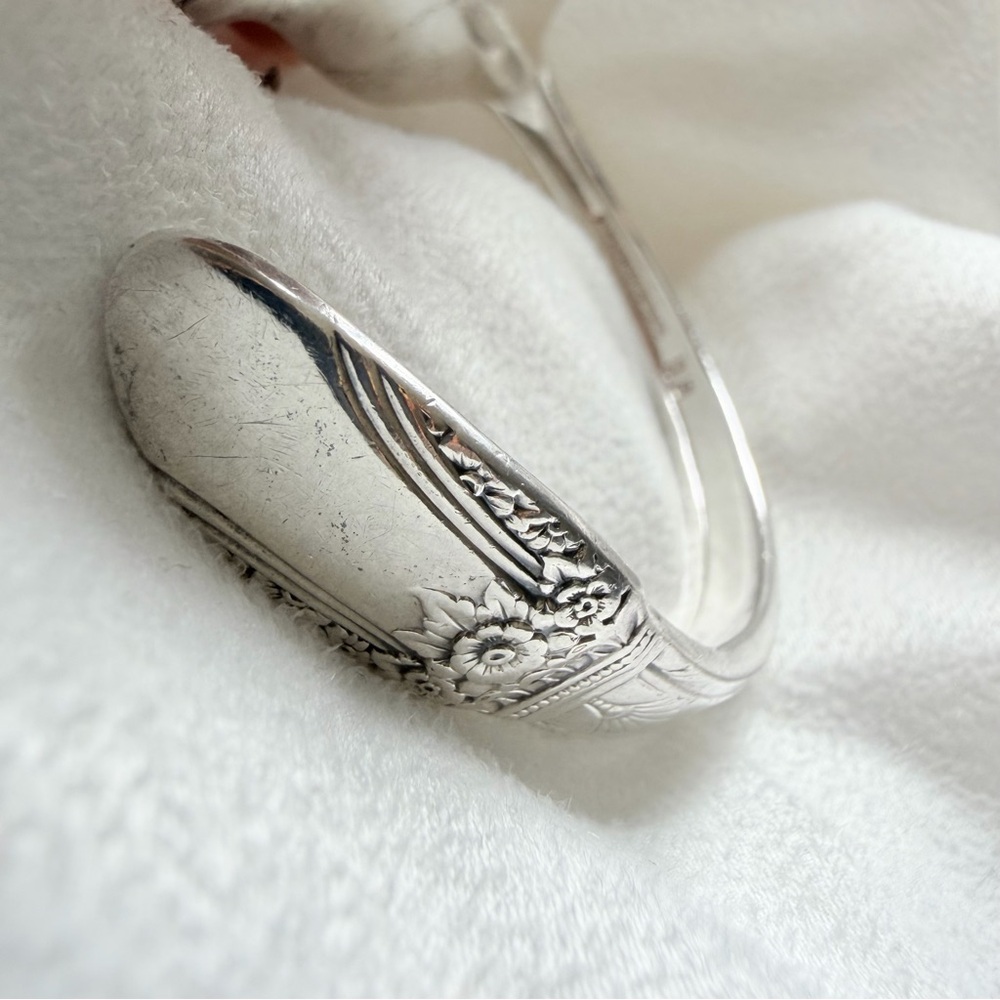 Sterling Silver Plate Sculptural Fork-Form First Love Coachella Cuff Bracelet - Picture 6 of 16